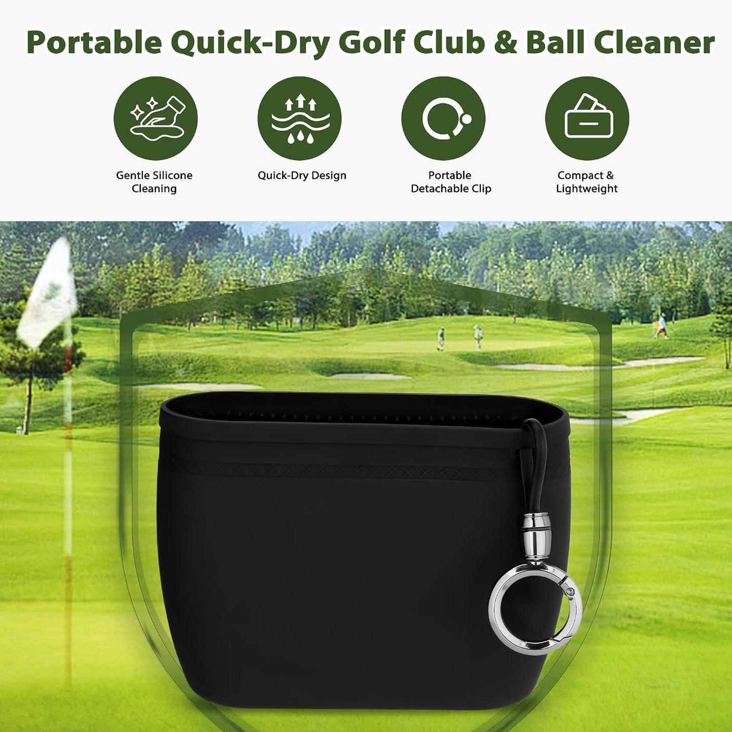 MOSTY Portable Golf Club and Ball Cleaner Bag - Scratch-Free Silicone Liner