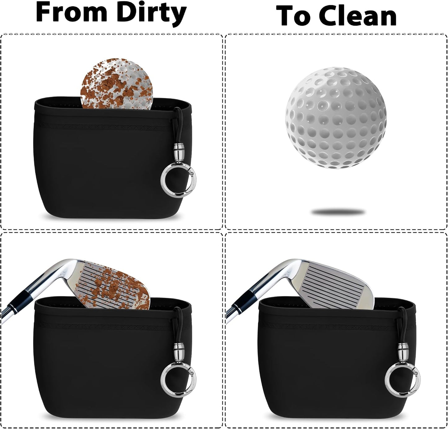MOSTY Portable Golf Club and Ball Cleaner Bag - Scratch-Free Silicone Liner