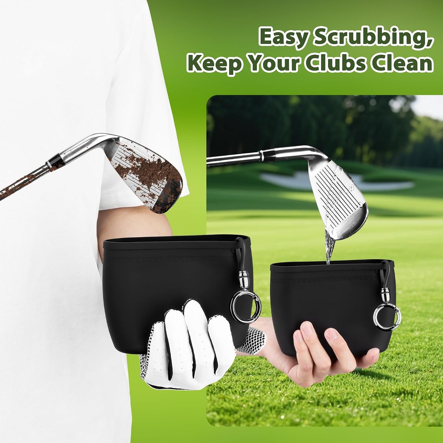 MOSTY Portable Golf Club and Ball Cleaner Bag - Scratch-Free Silicone Liner