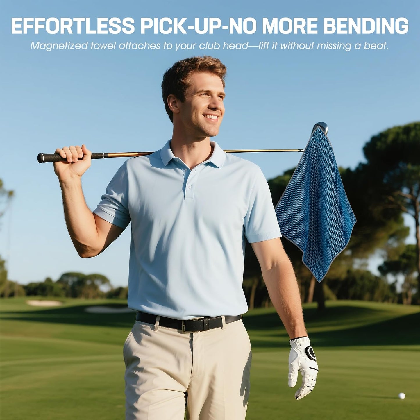 MOSTY Greenside Magnetic Golf Towel 1PC, Ultra-Absorbent Microfiber