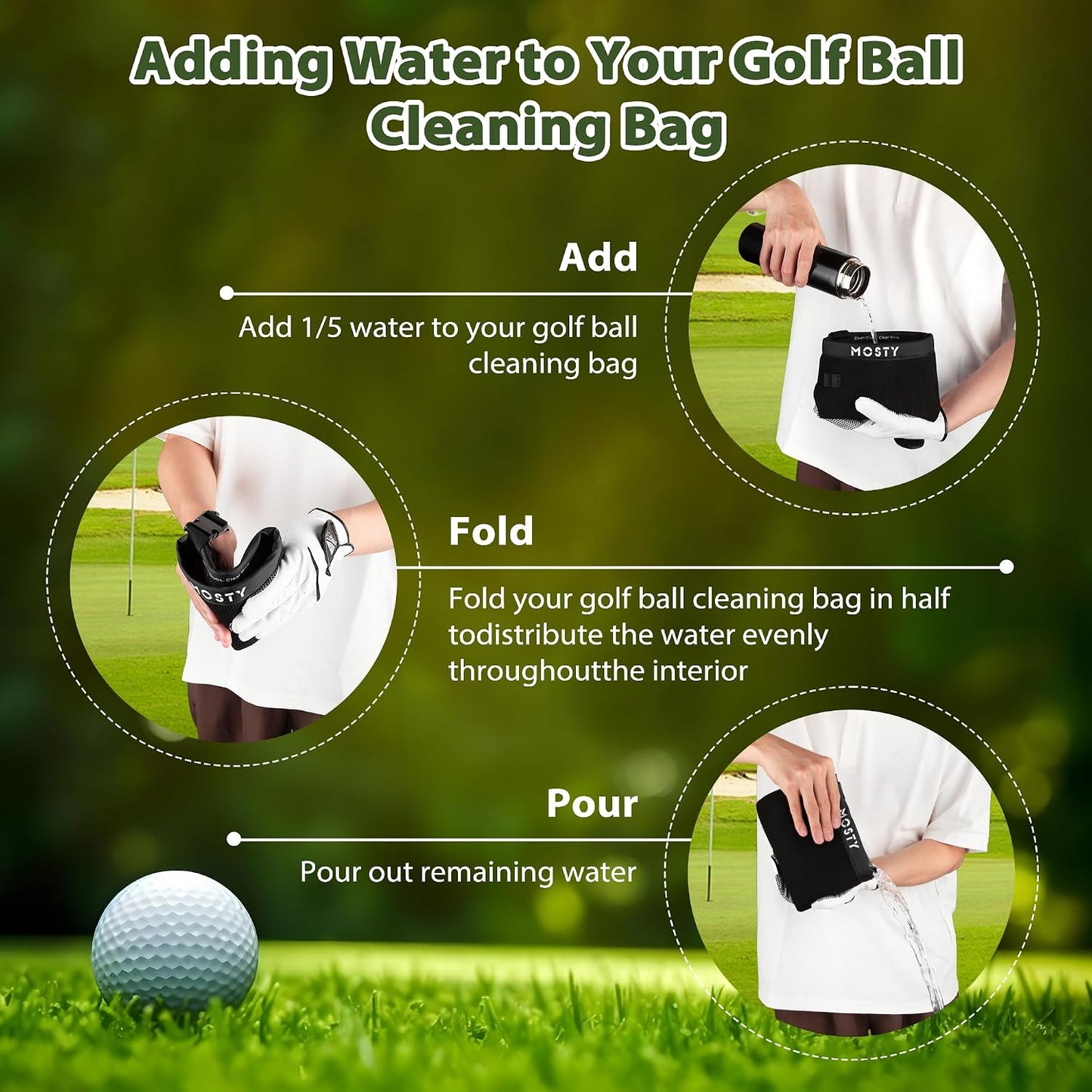 MOSTY Golf Club & Ball Cleaner Bag