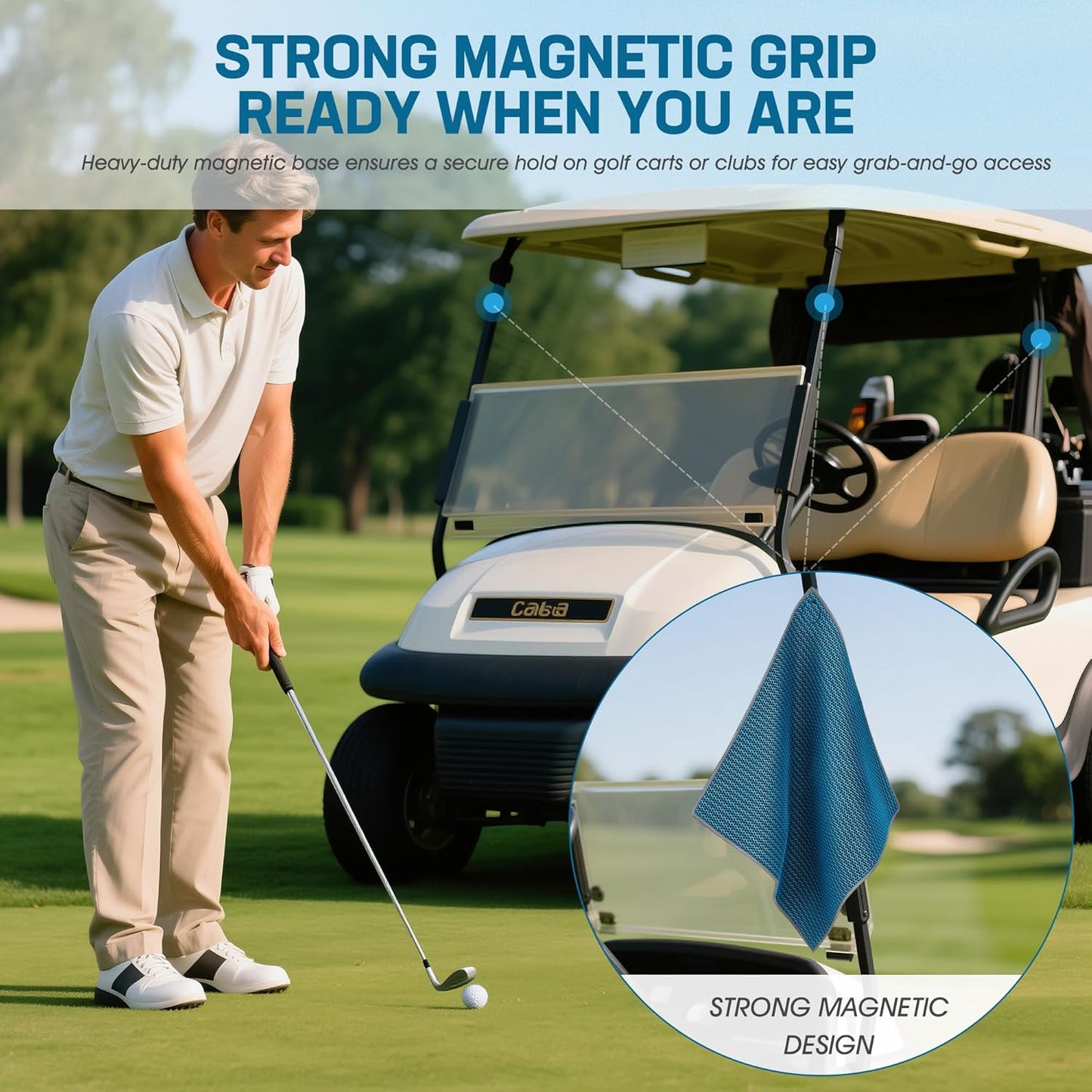 MOSTY Greenside Magnetic Golf Towel 1PC, Ultra-Absorbent Microfiber