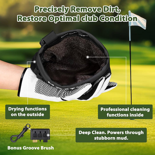 MOSTY Golf Club & Ball Cleaner Pouch | Bonus Groove Brush Included