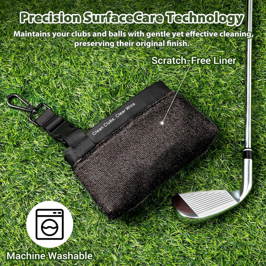 MOSTY Golf Club & Ball Cleaner Bag, Bonus Groove Brush, Leakproof & Portable