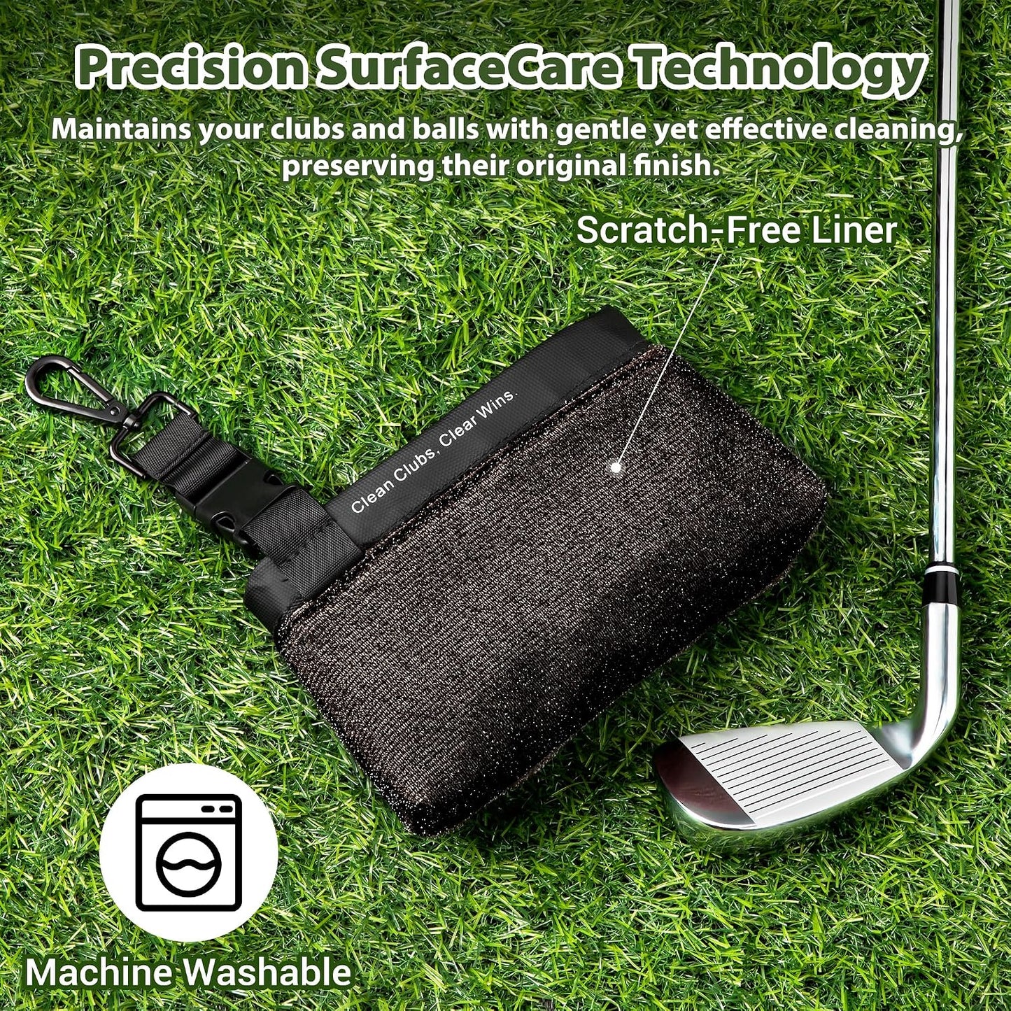 MOSTY Golf Club & Ball Cleaner Pouch | Bonus Groove Brush Included